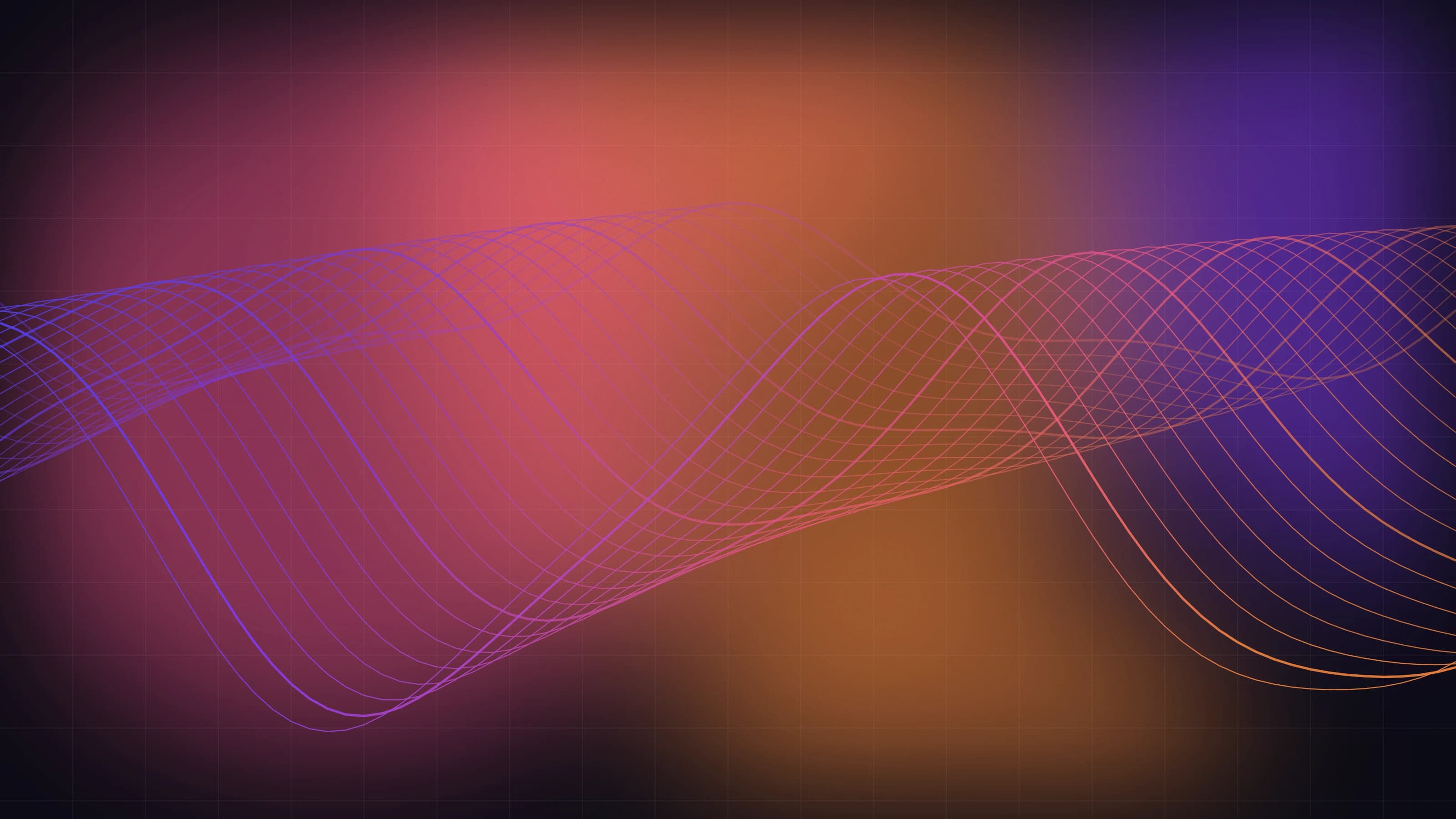 Layered gradient wave lines flowing across a dark ember-coloured background